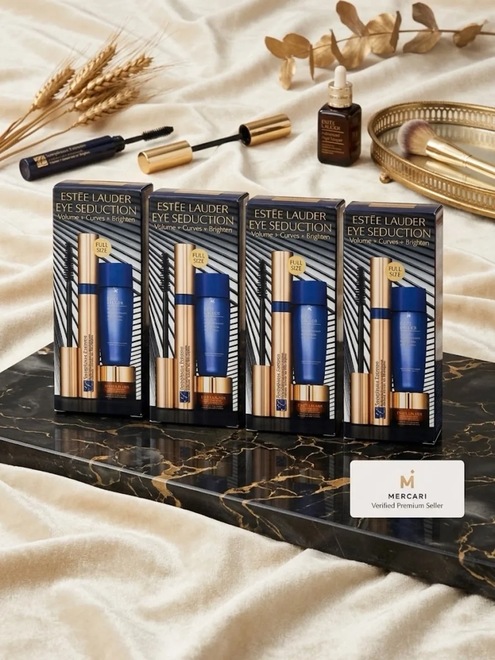 Bundle of 4 Estee Lauder Eye Seduction Set mascara eye cream makeup remover